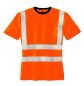 Preview: teXXor Warnschutz T-Shirt HOOGE in Leuchtorange mit elastischen Reflexstreifen Vorderansicht