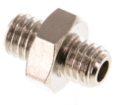 Doppelnippel Messing vernickelt Gewinde M5 bis G1"