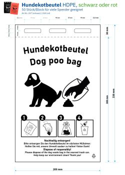 Hundekotbeutel HDPE- schwarz oder rot- 2000 Stück
