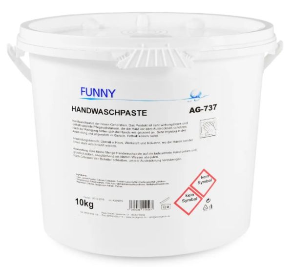 Funny Handwaschpaste auf Holzmehlbasis im 10 Liter Eimer (Artikelnr. AG-737) für gewerbliche Handreinigung