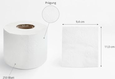 Nahaufnahme der attraktiven Motivprägung beim QUICKY 99034 Toilettenpapier 2-lagig.