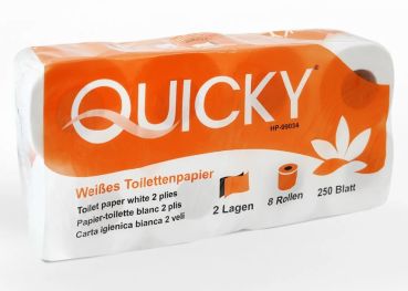 Einzelne Unterverpackung mit 8 Rollen des QUICKY 99034 Zellstoff-Toilettenpapiers