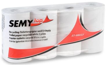 SemyTop Toilettenpapier 3-lagig aus weißem Recyclingpapier (Artikelnr. 88037-01) im 56 Rollen Großpack für den gewerblichen Bedarf
