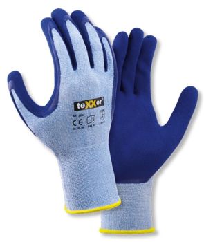 teXXor 2229 Montagehandschuhe blau meliert mit besandetem Latex-Grip – Sanilexo