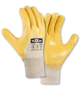 teXXor 2356 Nitril-Arbeitshandschuhe gelb mit Strickbund – Sanilexo