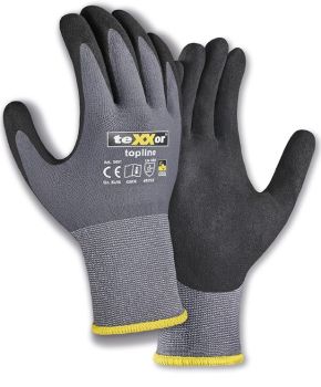 teXXor 2431 Nylon-Strickhandschuhe mit schwarzer Nitril-Beschichtung – Sanilexo