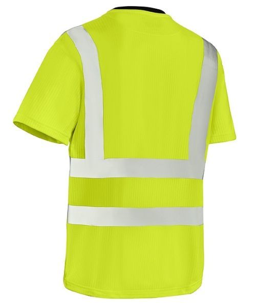 teXXor Warnschutz T-Shirt HOOGE in Leuchtgelb mit Hosenträger-Reflexstreifen Rückansicht