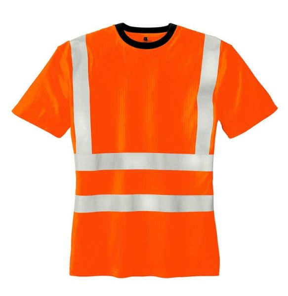 teXXor Warnschutz T-Shirt HOOGE in Leuchtorange mit elastischen Reflexstreifen Vorderansicht