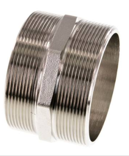 Doppelnippel Messing vernickelt Gewinde G 1 1/4" bis G 3"