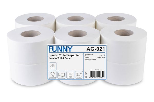 Mini-Jumbo-Toilettenpapier Zellstoff 2-lagig Ø 19 cm 12 Rollen