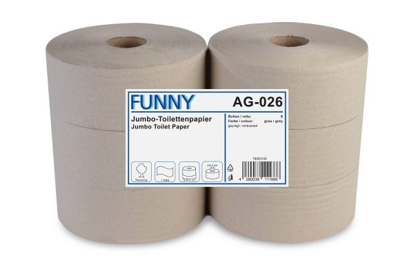 Jumbo-Toilettenpapier Recycling grau 1-lagig Ø 25 cm 6 Rollen
