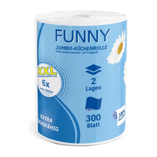 Küchenrolle Jumbo 2-lagig Zellstoff weiß 6 Rollen a`300 Blatt