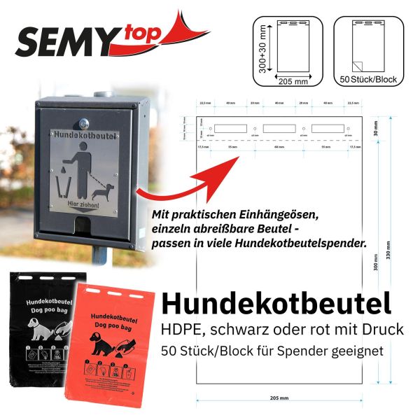 Hundekotbeutel HDPE- schwarz oder rot- 2000 Stück