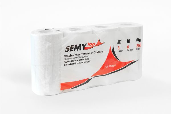 Toilettenpapier 3-lagig- 250 Blatt- Zellstoff weiß- 64 Rollen