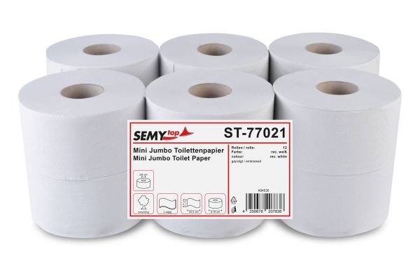 Mini-Jumbo-Toilettenpapier Recycling weiß 2-lagig Ø 19 cm 12 Rollen