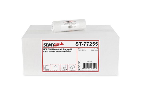 Müllbeutel HDPE weiß 60 l mit Tragegriff 600 Stück