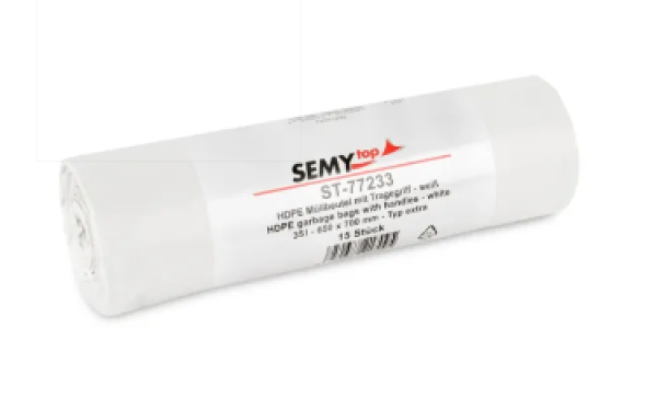 Müllbeutel HDPE weiß mit Tragegriff 35 Liter 900 Stück