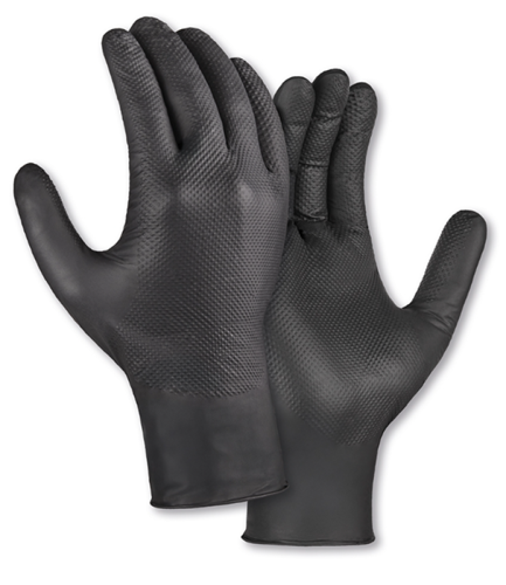 teXXor 2214 Nitril-Einweghandschuhe DIAMOND GRIP Schwarz – Spenderbox à 50 Stück