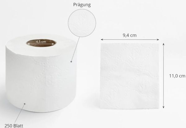 Nahaufnahme der attraktiven Motivprägung beim QUICKY 99034 Toilettenpapier 2-lagig.
