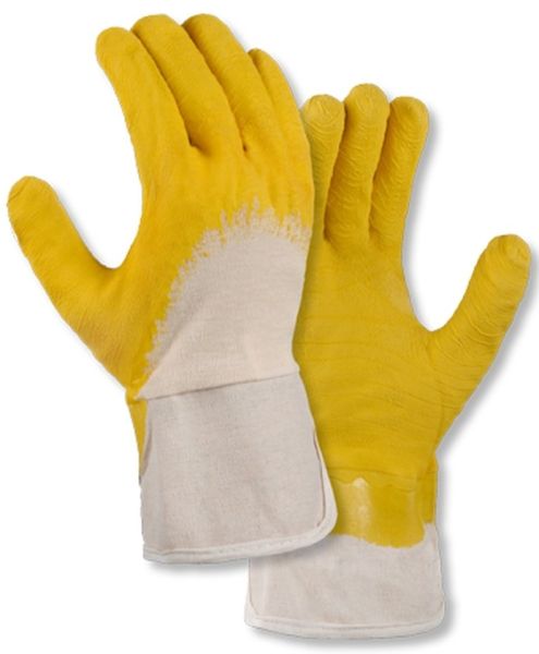 teXXor 2202 Universalhandschuhe gelb mit Stulpe und Latex-Grip – Sanilexo