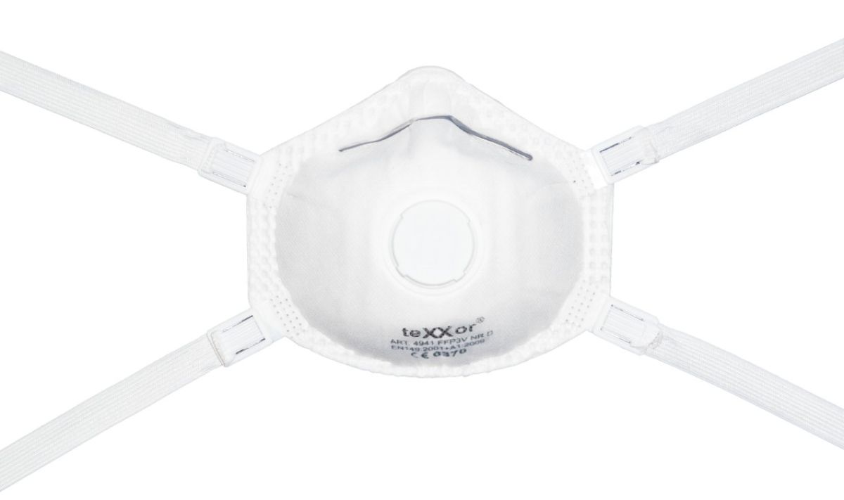 teXXor® 4941 Feinstaubmaske FFP3/V NR D mit Ventil & Dichtlippe