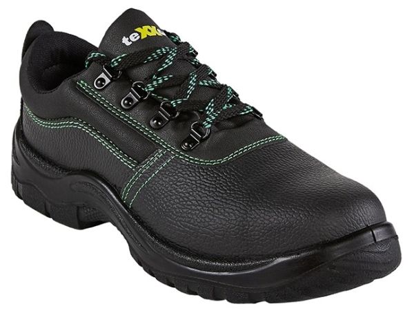 teXXor 6310 MARSEILLE S3 Sicherheitsschuh in Schwarz mit grünen Nähten.