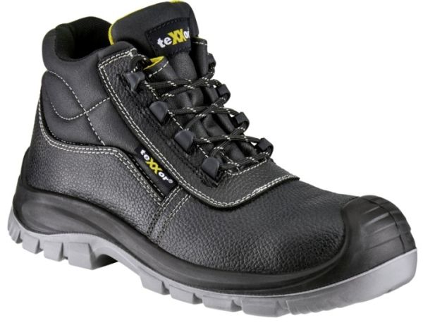 teXXor 6324 VERSAILLES S3S Sicherheitsstiefel in Schwarz mit grauen Nähten.