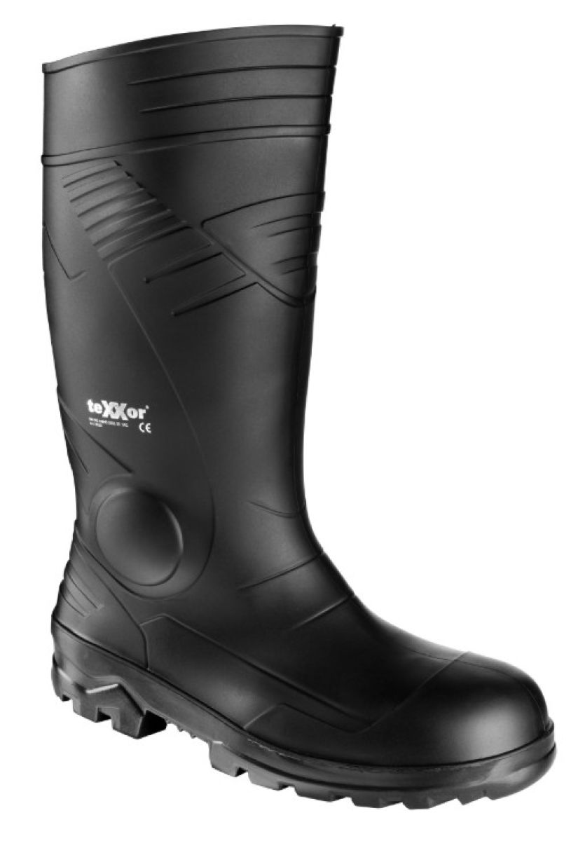 teXXor 6520 PVC-Sicherheitsstiefel S5 Schwarz mit Stahlkappe hoher Gummistiefel